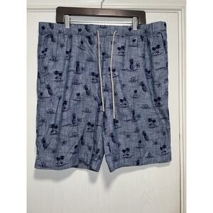 Caribbean Drawstring Tropical Hawaiian Palm Trees‎ Blue Shorts Men's Size 42